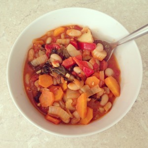 Sweet potato, bean and kale stew