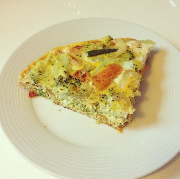 Frittata made with leftover vegetables
