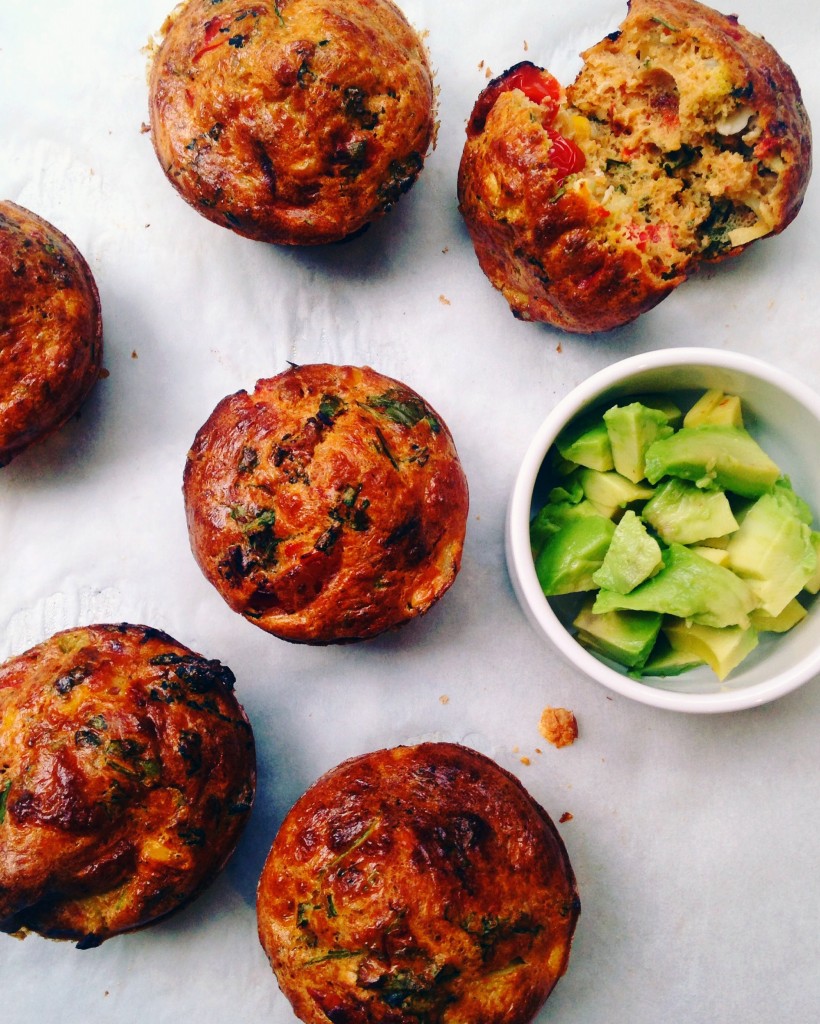 Red pepper, spinach and feta muffins