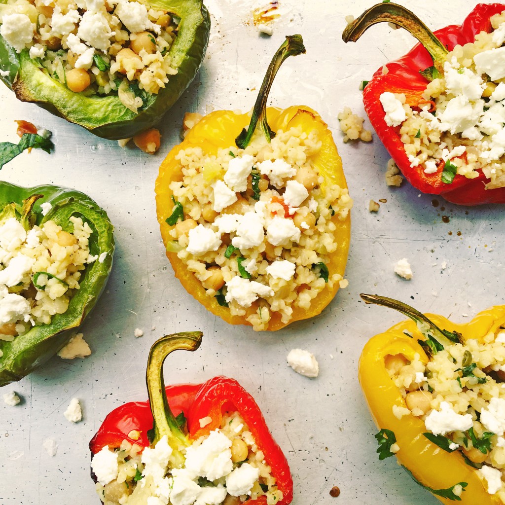 Stuffed peppers with chickpeas, courgette and feta recipe