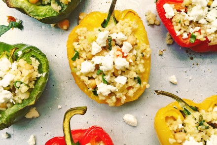 Stuffed peppers with chickpeas, courgette and feta recipe
