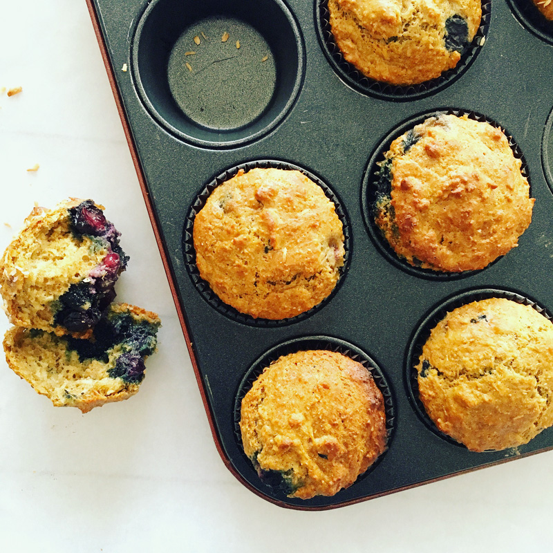 Blueberry and coconut muffins recipe