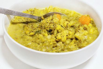 Spiced cauliflower, lentil and coconut soup recipe