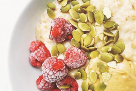 Cashew, date and raspberry porridge